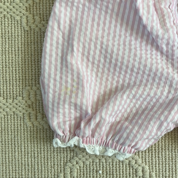 Smockingbird Toddler Girl Dress / Diaper Set in Pink Seersucker - Picture 4 of 4